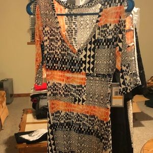 Chaus women’s cutout Slv patchwork tie waist dress